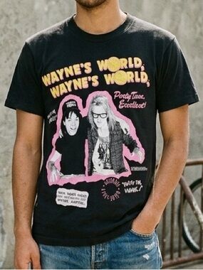 Vintage 1991 Wayne’s World SNL Graphic Tee Single Stitch Neon Shirt